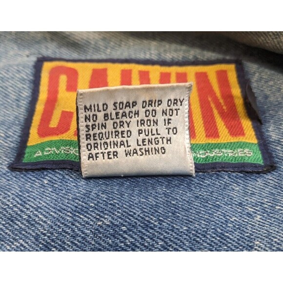 Vintage Calvin Klein Silver Snap Buttons Distressed Denim Jean Jacket Mens Sz L - Picture 4 of 12